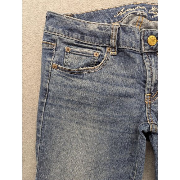 American Eagle Jeans Womens 6 Blue Favorite Boyfriend Stretch Straight Leg Boho - Picture 2 of 16